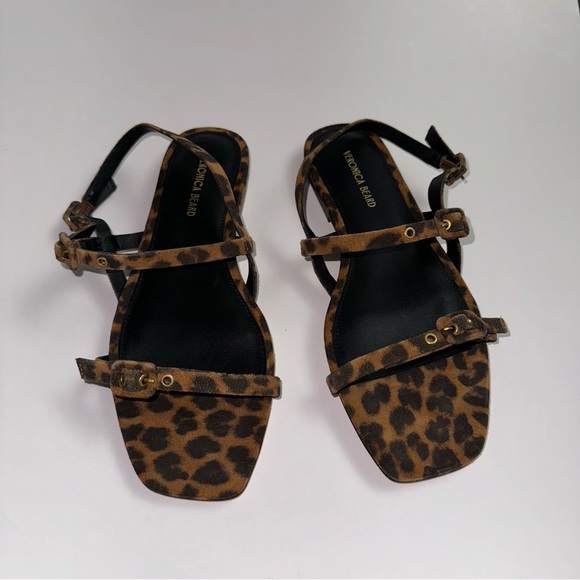 Veronica Beard Malinda Suede Leopard Strappy Sandals Flat Women’s Size 6 $295 - Picture 2 of 9